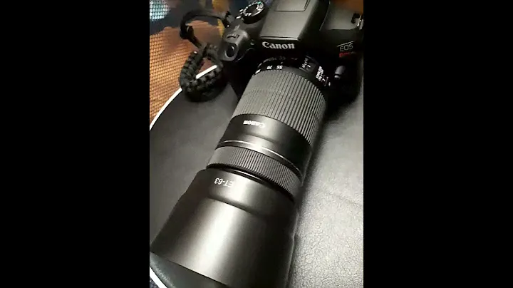 canon T6 with 55-250mm STM and ET63 hood and paracord strap from ebay