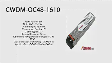 CWDM-OC48-1610  |  Ciena Compatible OC-48/STM-16 CWDM SFP 1610nm 80km